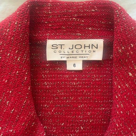 St. John Collection Elegant Red Suit - Picture 2 of 2